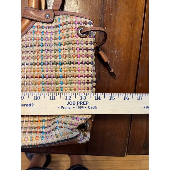 Fossil women's woven fabric handbag with circular handles, medium size, leather - Picture 8 of 11